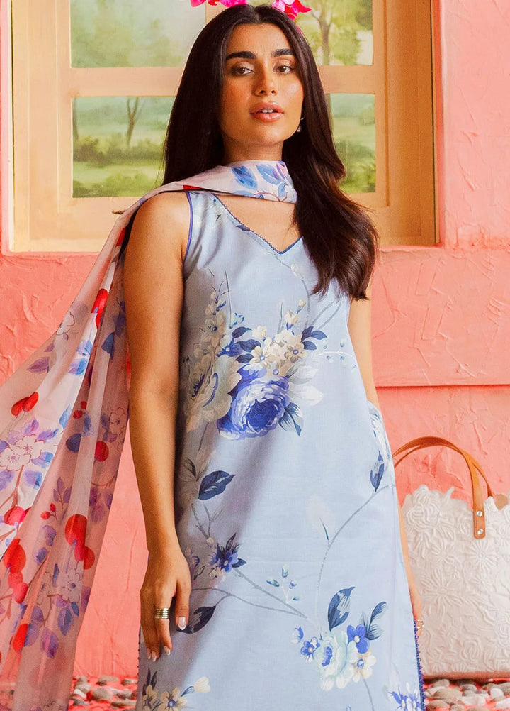 Coco By Zara Shahjahan Embroidered Lawn Suit Unstitched 3 Piece CZS24UL D-04 Blueberry - Summer Collection