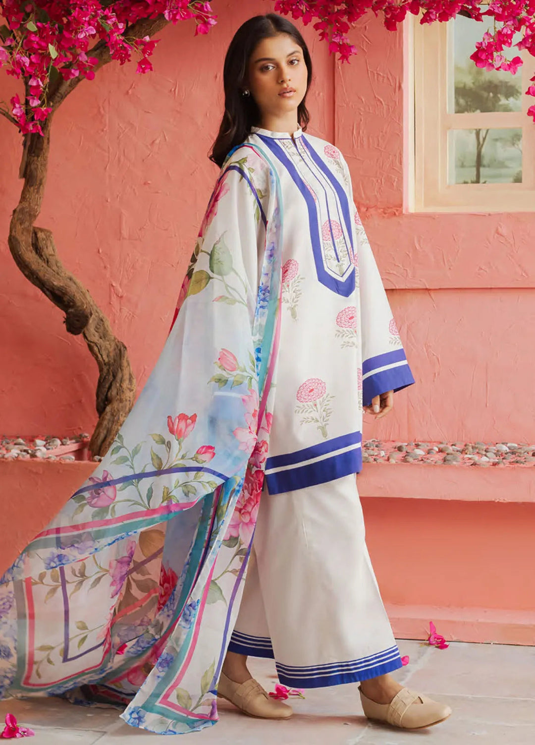 Coco By Zara Shahjahan Embroidered Lawn Suit Unstitched 3 Piece CZS24UL D-05 Melon Blush - Summer Collection