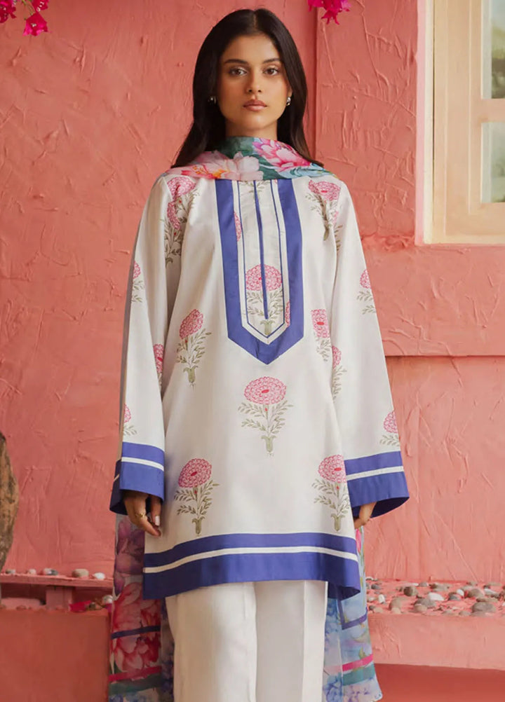 Coco By Zara Shahjahan Embroidered Lawn Suit Unstitched 3 Piece CZS24UL D-05 Melon Blush - Summer Collection