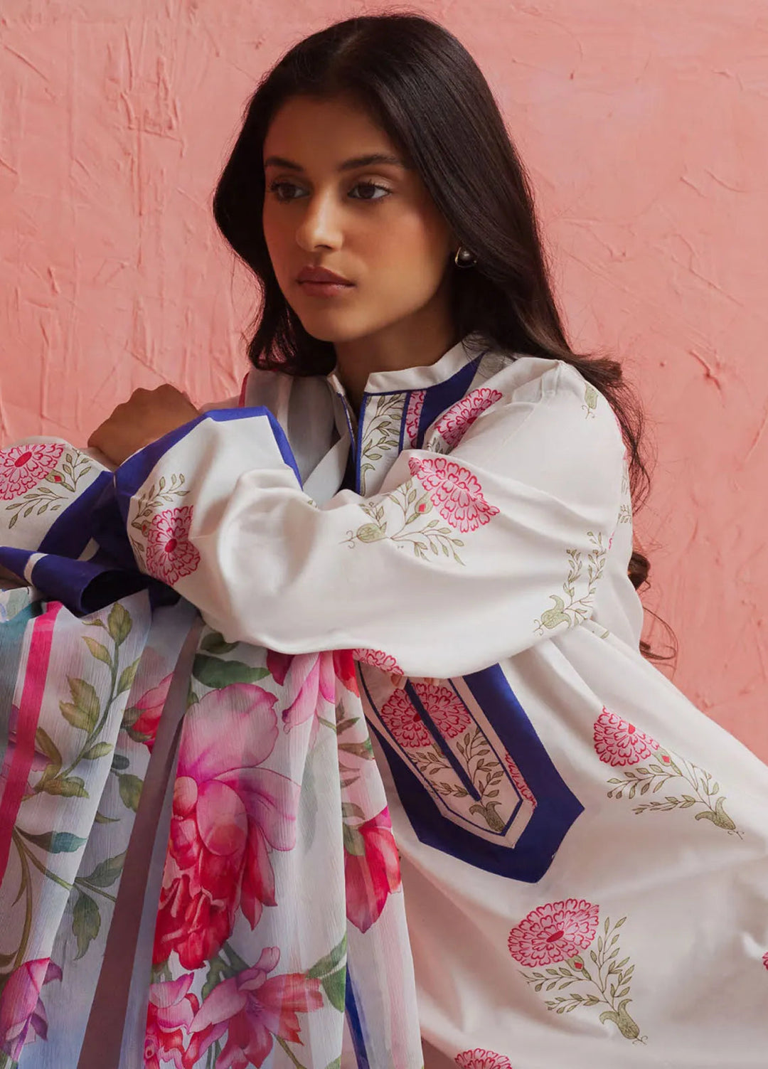 Coco By Zara Shahjahan Embroidered Lawn Suit Unstitched 3 Piece CZS24UL D-05 Melon Blush - Summer Collection