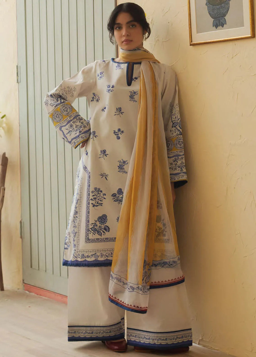 Coco By Zara Shahjahan Embroidered Lawn Suit Unstitched 3 Piece CZS24UL D-06 Mango Punch - Summer Collection
