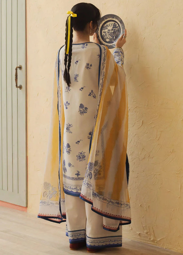 Coco By Zara Shahjahan Embroidered Lawn Suit Unstitched 3 Piece CZS24UL D-06 Mango Punch - Summer Collection