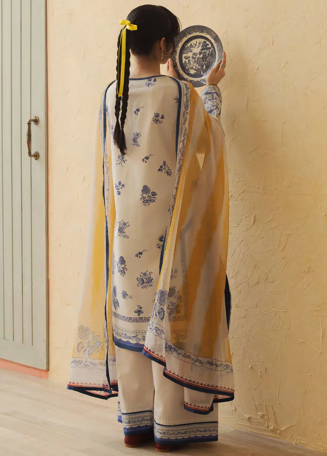 Coco By Zara Shahjahan Embroidered Lawn Suit Unstitched 3 Piece CZS24UL D-06 Mango Punch - Summer Collection