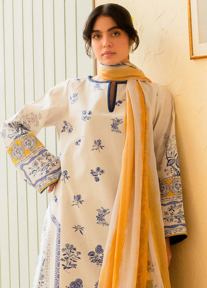 Coco By Zara Shahjahan Embroidered Lawn Suit Unstitched 3 Piece CZS24UL D-06 Mango Punch - Summer Collection