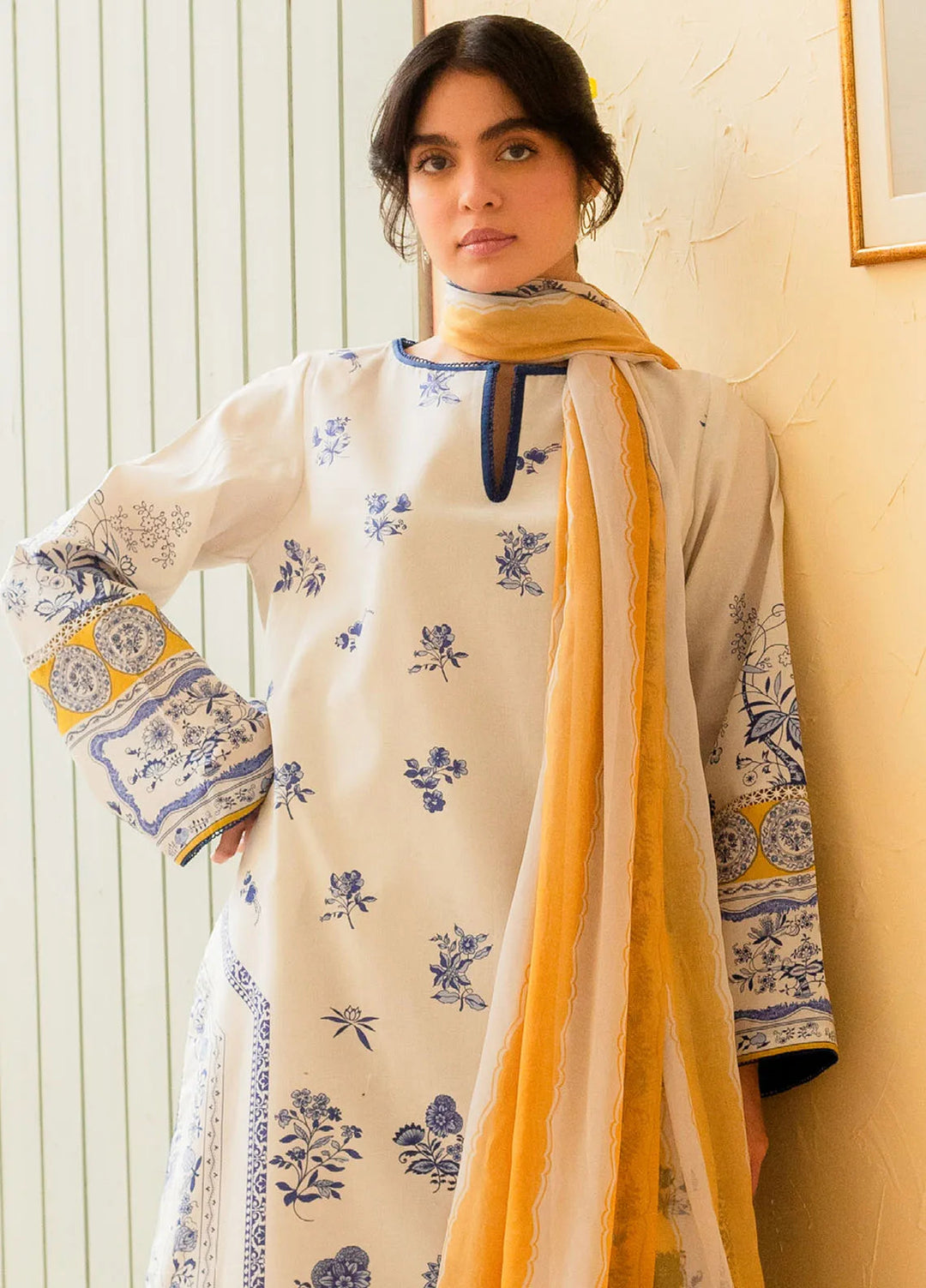 Coco By Zara Shahjahan Embroidered Lawn Suit Unstitched 3 Piece CZS24UL D-06 Mango Punch - Summer Collection
