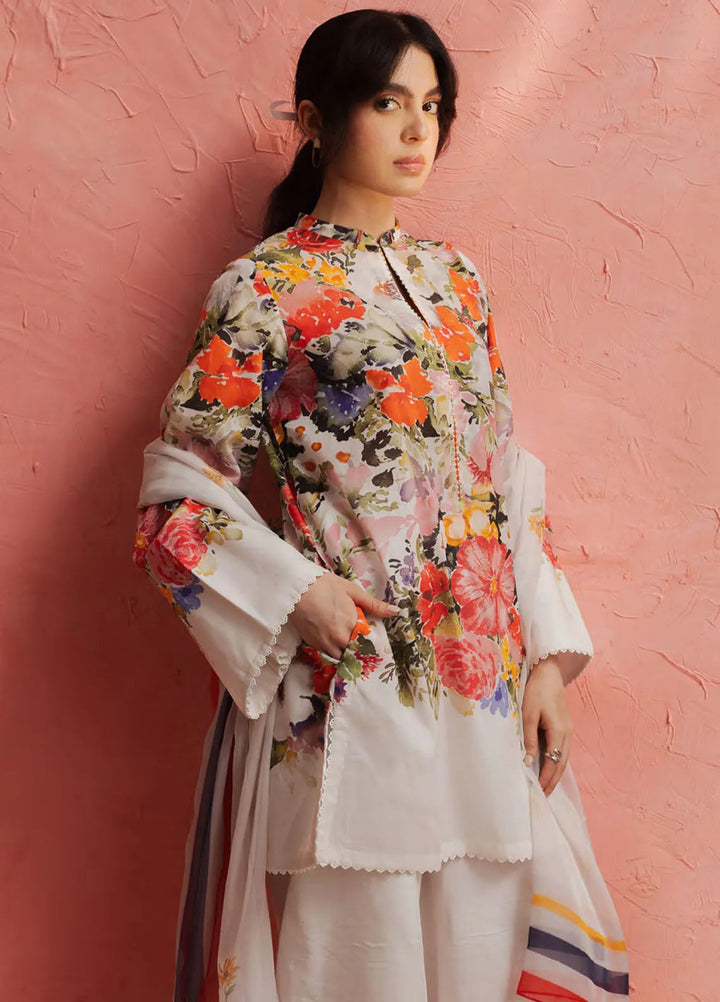 Coco By Zara Shahjahan Embroidered Lawn Suit Unstitched 3 Piece CZS24UL D-07 Passion Fruit - Summer Collection
