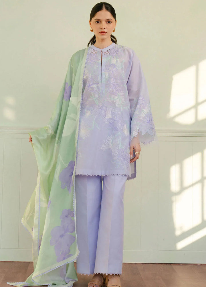 Coco By Zara Shahjahan Embroidered Lawn Suits Unstitched 3 Piece CZS25L D1A Bloom - Summer Collection