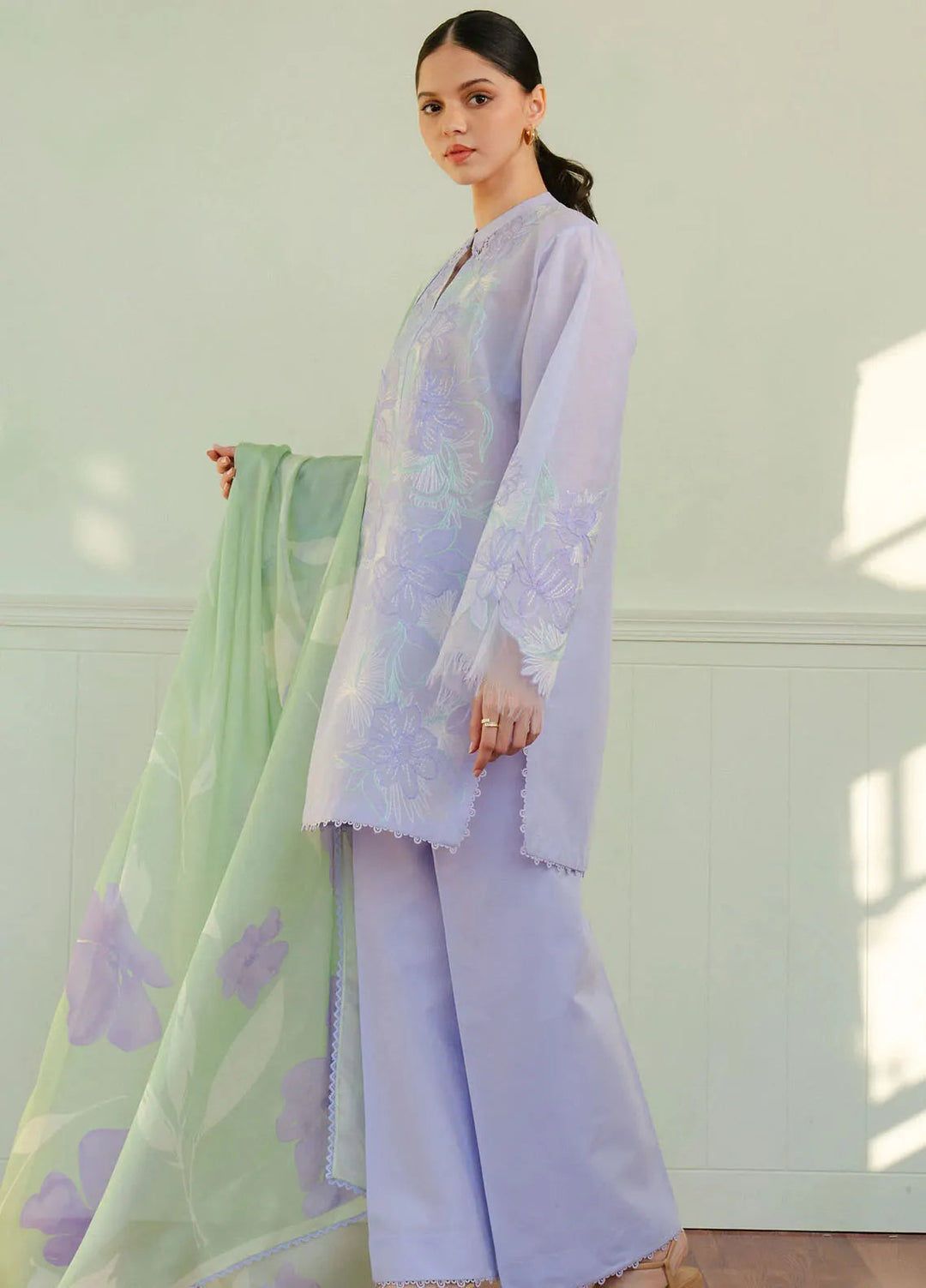 Coco By Zara Shahjahan Embroidered Lawn Suits Unstitched 3 Piece CZS25L D1A Bloom - Summer Collection