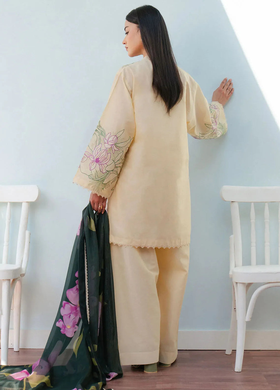 Coco By Zara Shahjahan Embroidered Lawn Suits Unstitched 3 Piece CZS25L D1B Bloom - Summer Collection