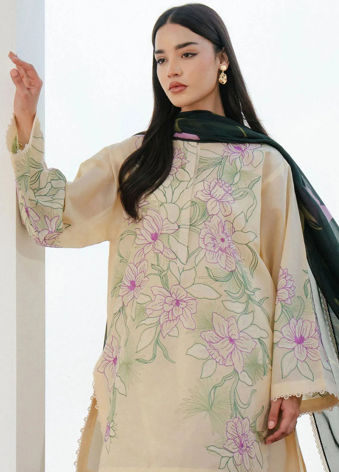 Coco By Zara Shahjahan Embroidered Lawn Suits Unstitched 3 Piece CZS25L D1B Bloom - Summer Collection