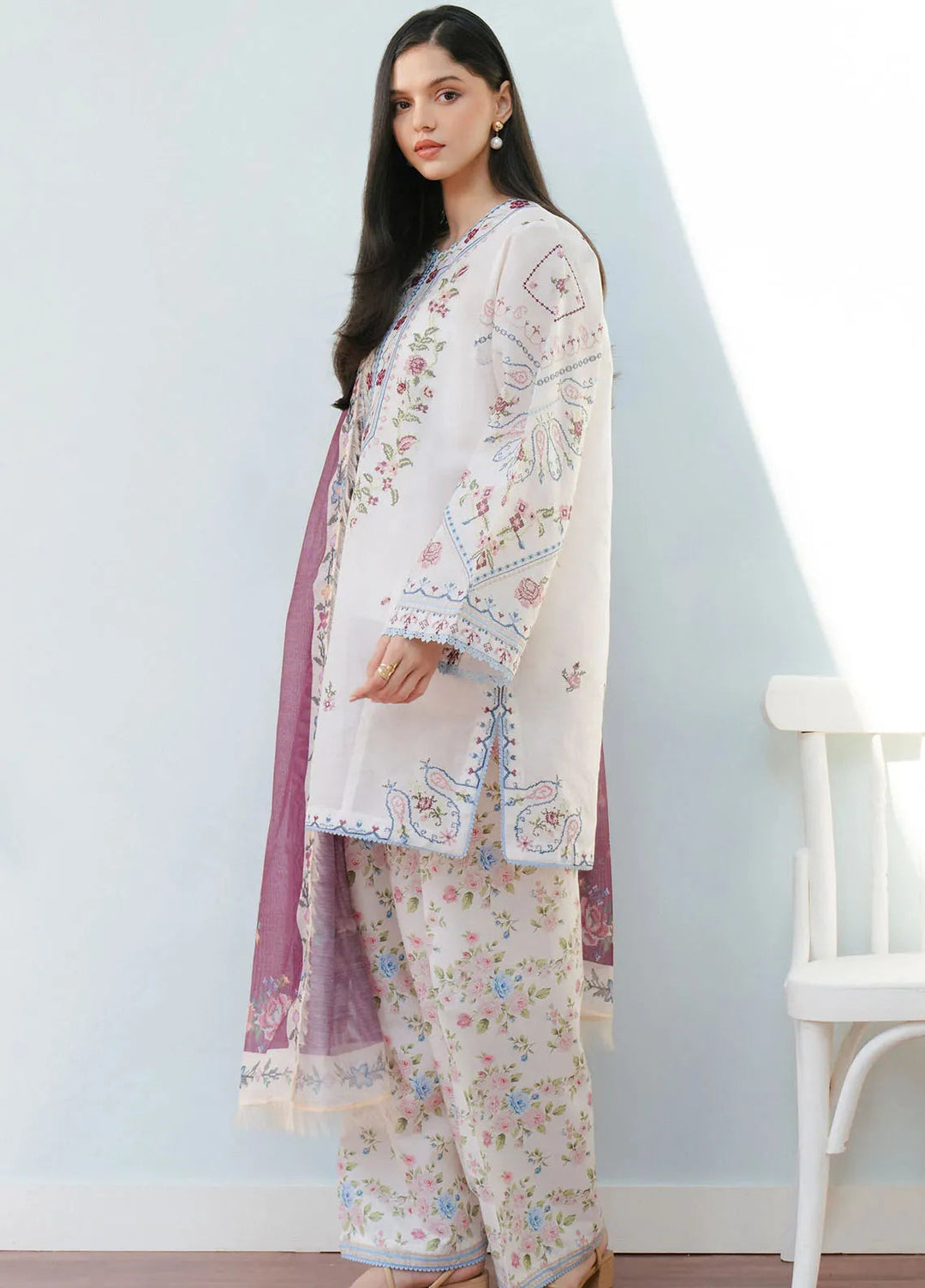 Coco By Zara Shahjahan Embroidered Lawn Suits Unstitched 3 Piece CZS25L D2B Serene - Summer Collection