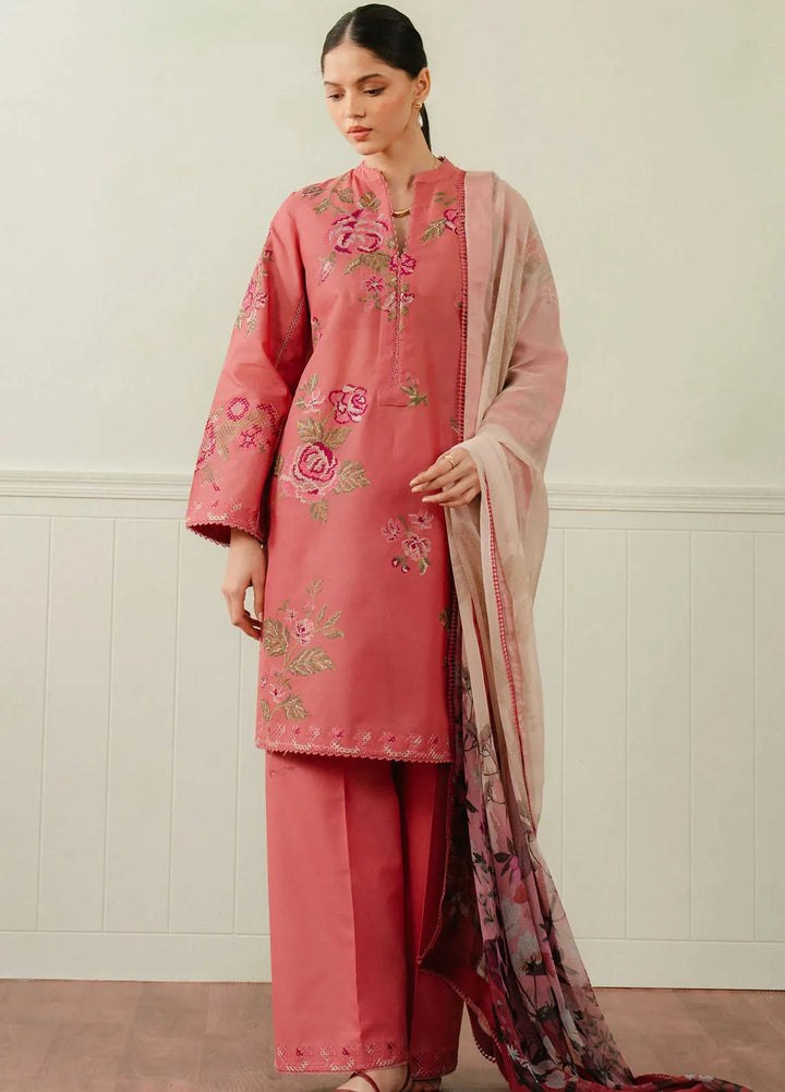 Coco By Zara Shahjahan Embroidered Lawn Suits Unstitched 3 Piece CZS25L D4A Freya - Summer Collection