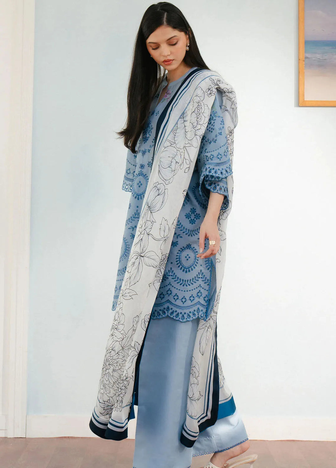 Coco By Zara Shahjahan Embroidered Lawn Suits Unstitched 3 Piece CZS25L D6B Vali - Summer Collection