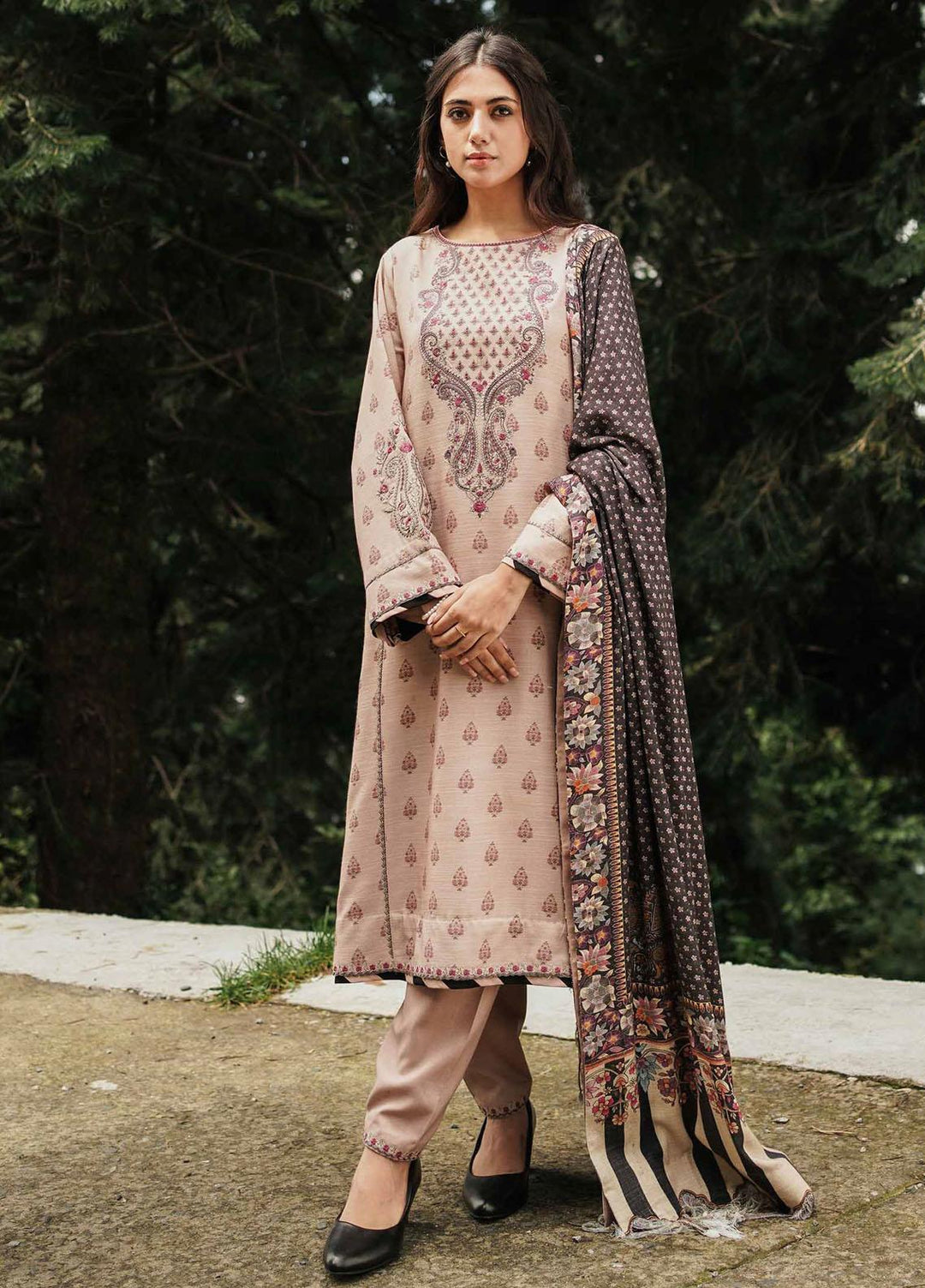 Coco By Zara Shahjahan Embroidered Mono Long Suits Unstitched 3 Piece CZS22W 3A - Winter Collection