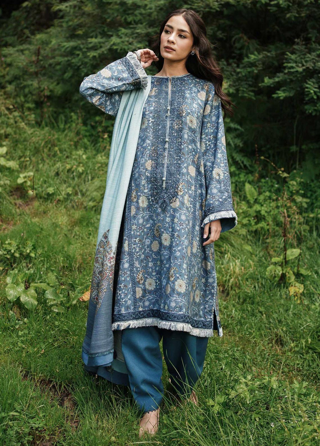 Coco By Zara Shahjahan Embroidered Mono Long Suits Unstitched 3 Piece CZS22W 8A - Winter Collection