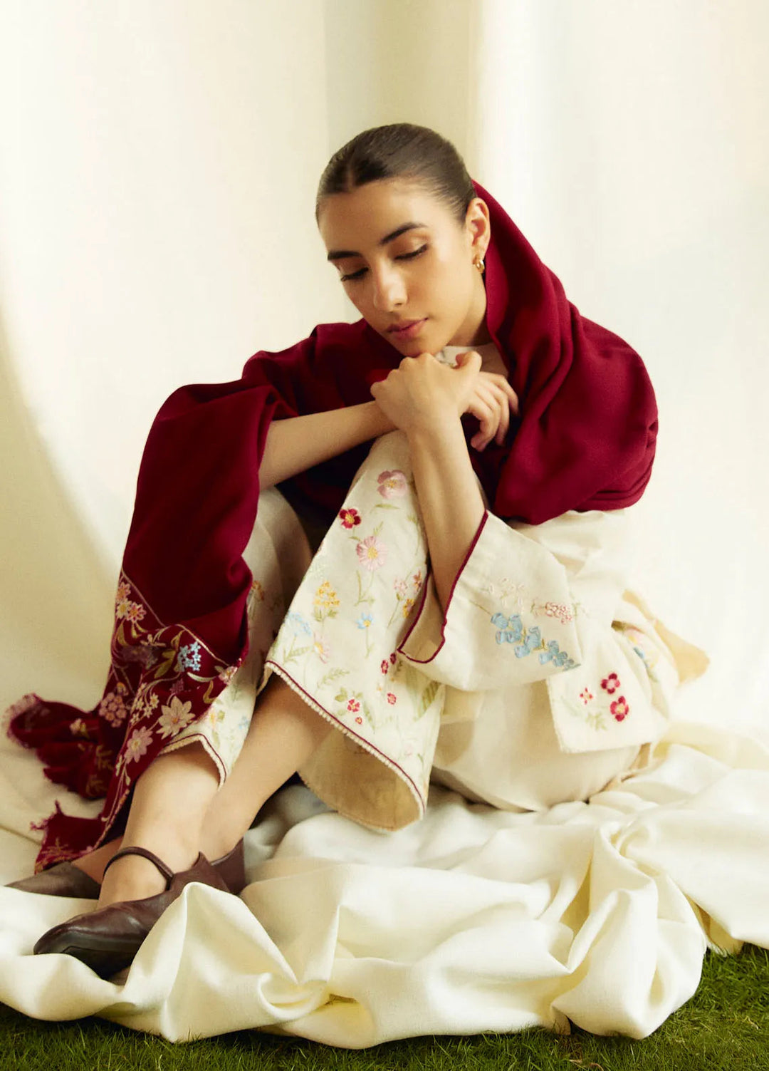 Coco by Zara Shahjahan Embroidered Suits Unstitched 3 Piece CZS24W D2B Citrine - Winter Collection