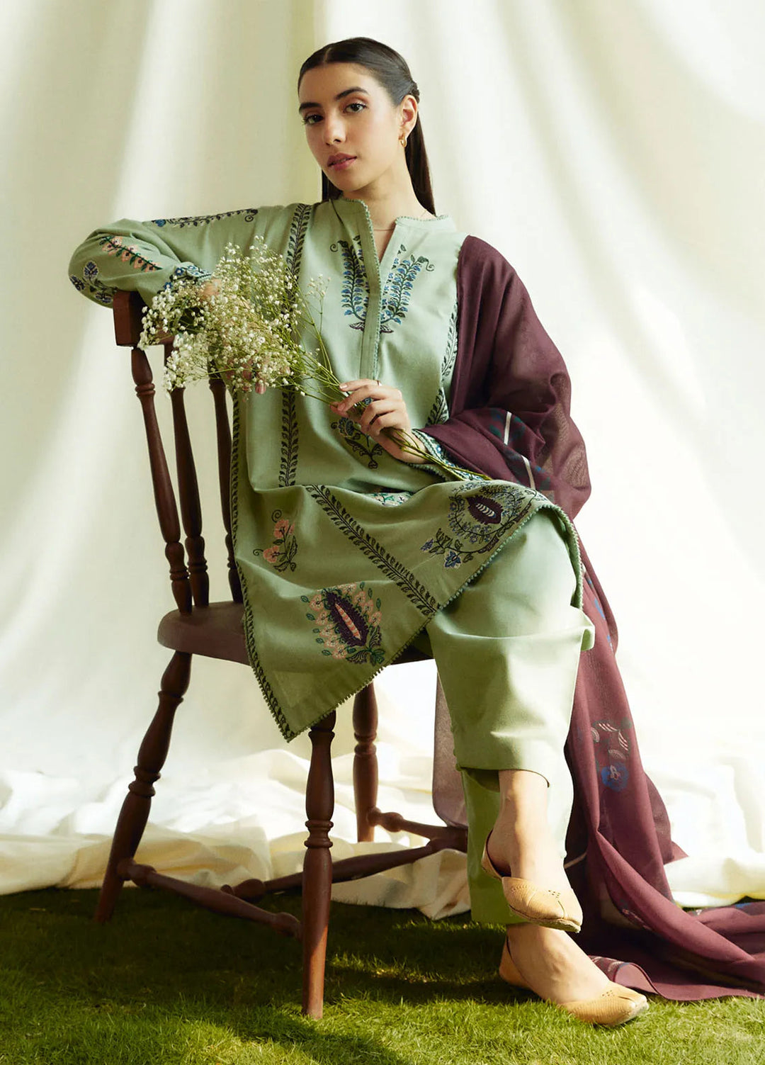 Coco by Zara Shahjahan Embroidered Suits Unstitched 3 Piece CZS24W D3B Pearl - Winter Collection