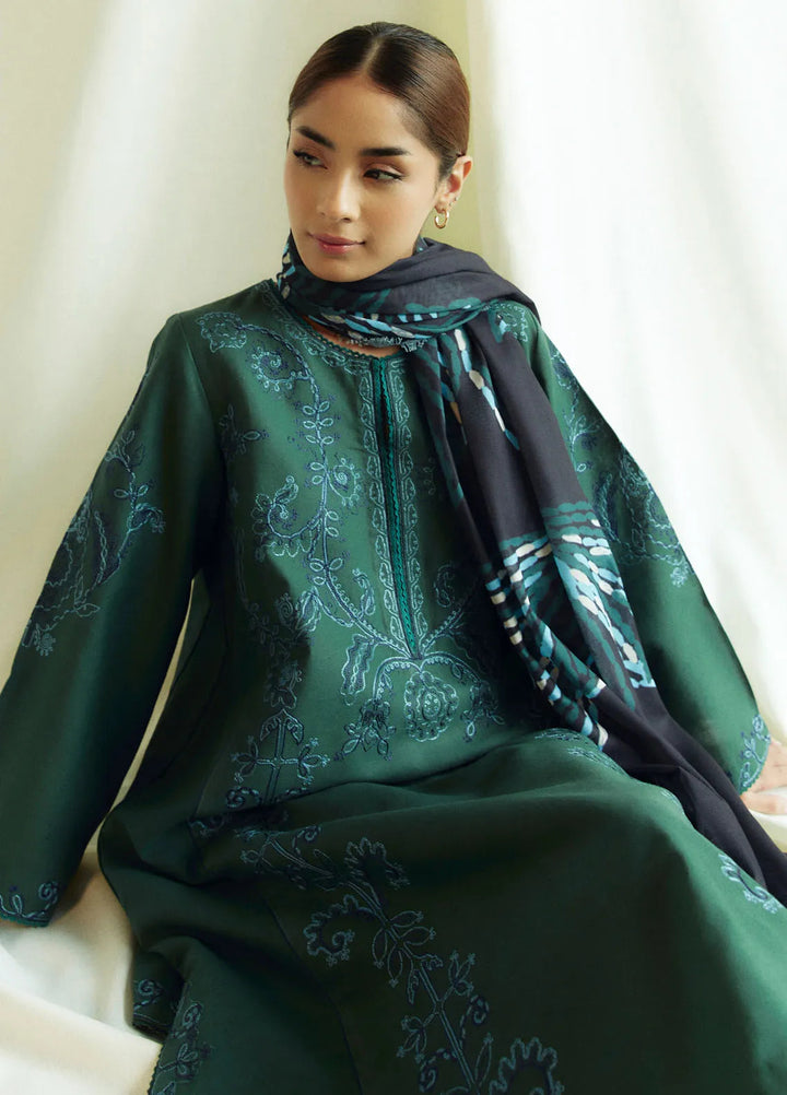 Coco by Zara Shahjahan Embroidered Suits Unstitched 3 Piece CZS24W D5B Peridot - Winter Collection