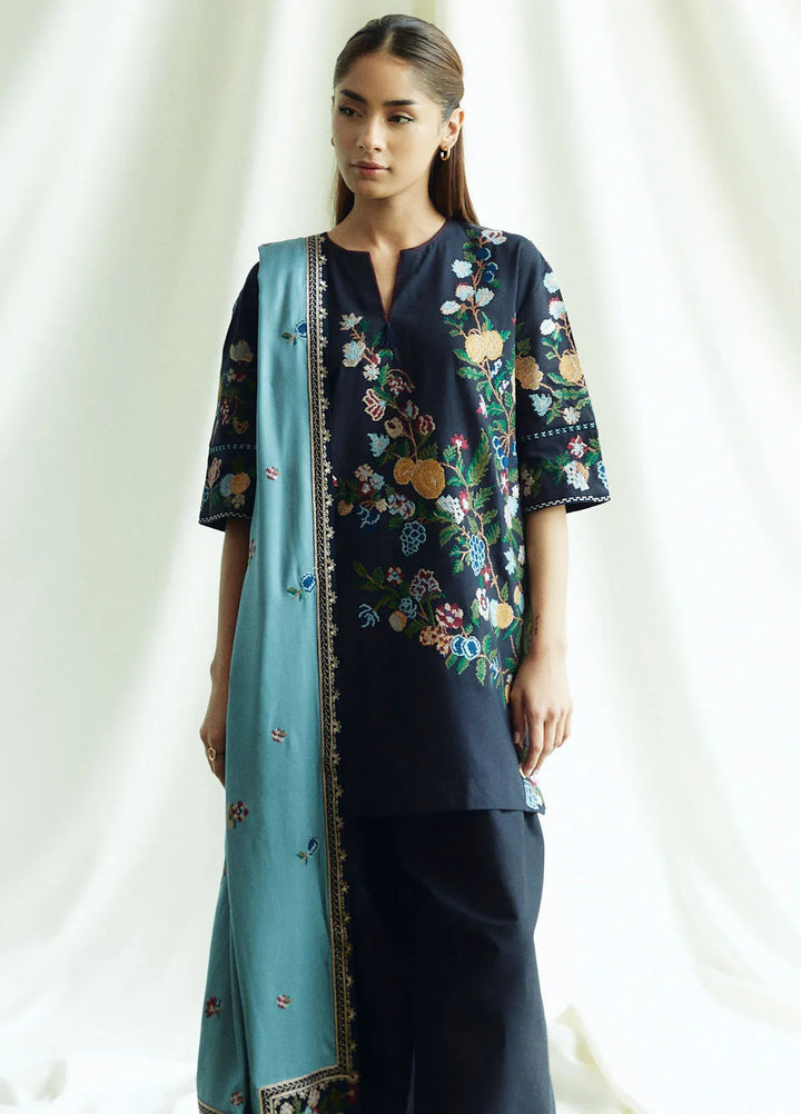 Coco by Zara Shahjahan Embroidered Suits Unstitched 3 Piece CZS24W D7B Onyx - Winter Collection