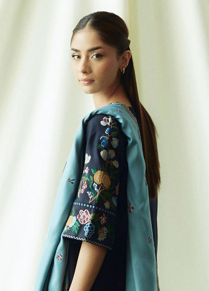 Coco by Zara Shahjahan Embroidered Suits Unstitched 3 Piece CZS24W D7B Onyx - Winter Collection