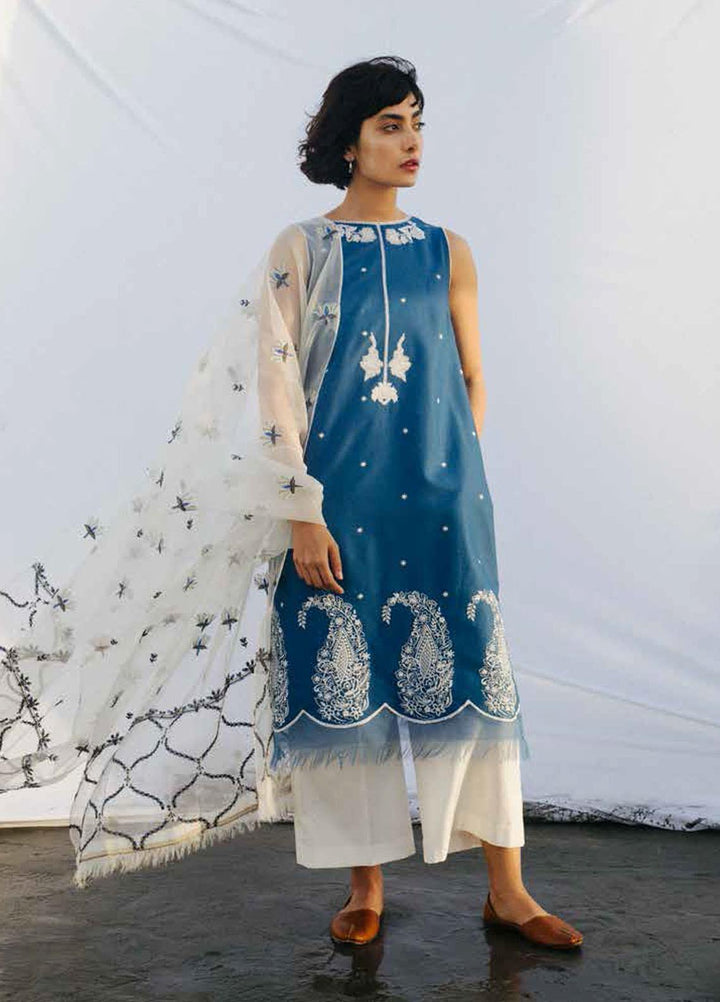 Coco By Zara Shahjahan Embroidered Schiffli Suits Unstitched 3 Piece CZS20L 1-B - Spring/Summer Collection