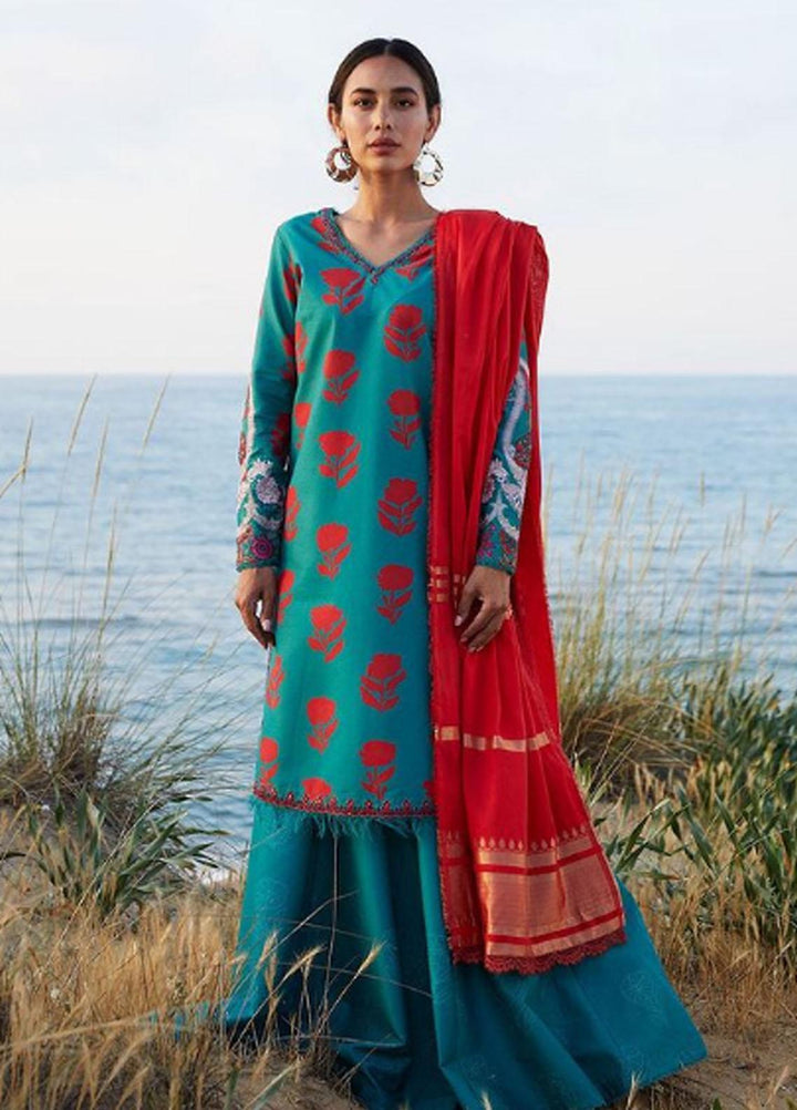Coco By Zara Shahjahan Embroidered Lawn Suits Unstitched 3 Piece CZS21L 02B - Luxury Collection