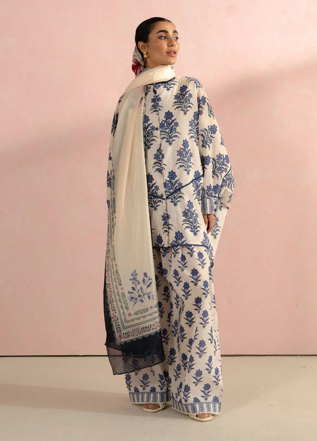 Coco by Zara Shahjahan Printed Lawn Suit Unstitched 3 Piece CZS25P D 1A-Amari - Summer Collection