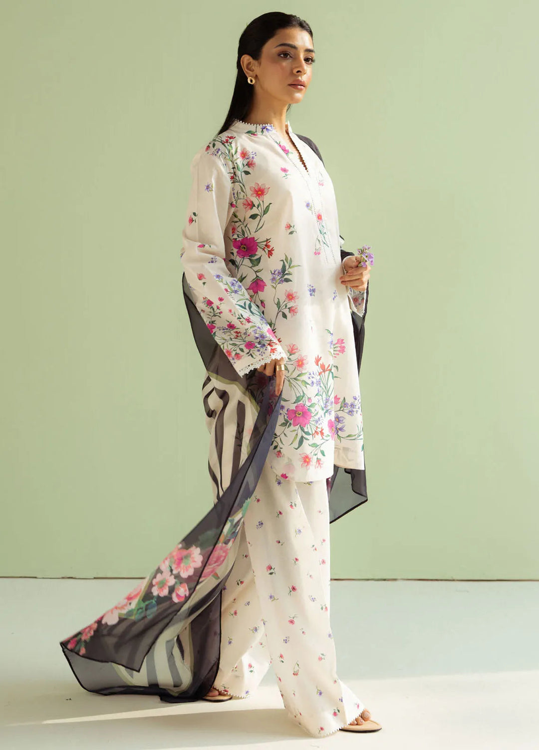 Coco by Zara Shahjahan Printed Lawn Suit Unstitched 3 Piece CZS25P D 4B-Reena - Summer Collection