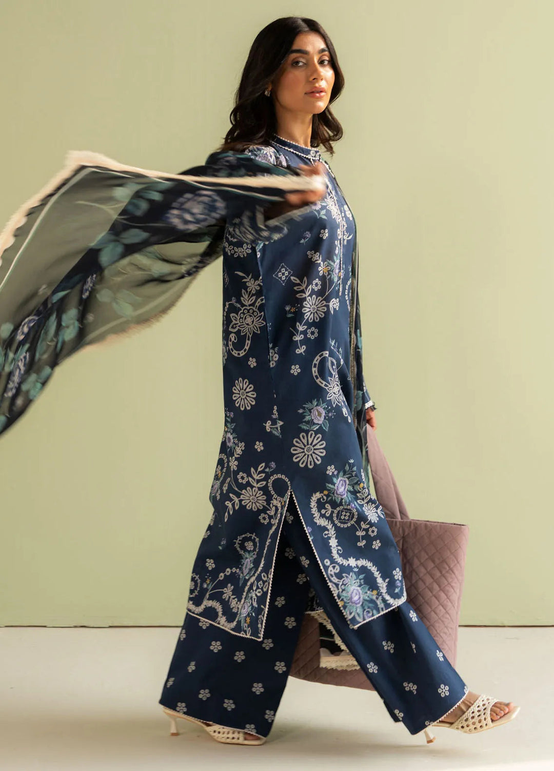 Coco by Zara Shahjahan Printed Lawn Suit Unstitched 3 Piece CZS25P D 8A-Nora - Summer Collection