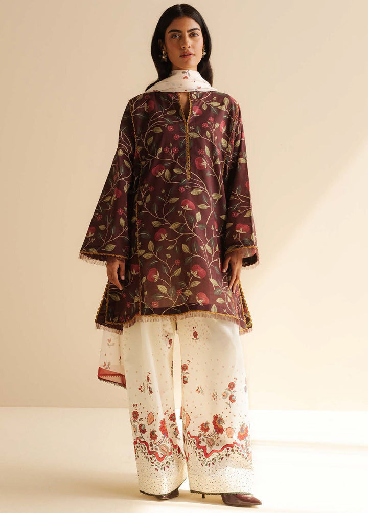 Coco by Zara Shahjahan Printed Lawn Suits Unstitched 3 Piece CZS25PDT Rey 7 A - Summer Collection