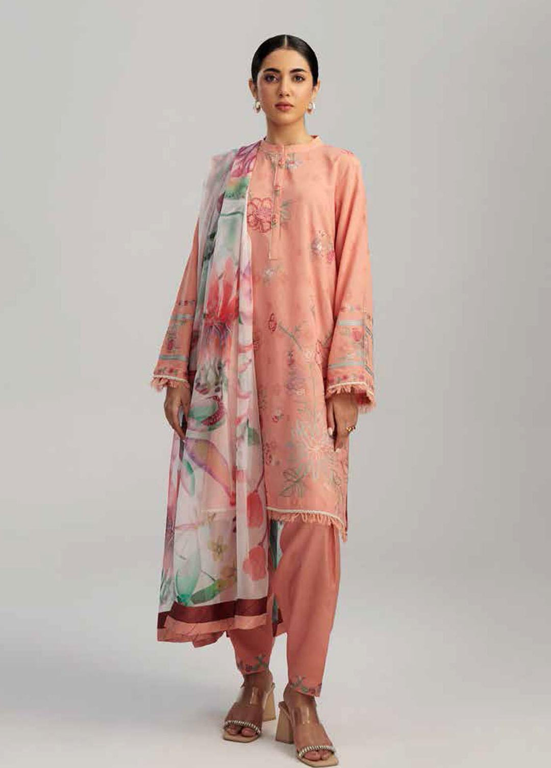 Coco by Zara Shahjahan Embroidered Lawn Suits Unstitched 3 Piece CZS23S 8A - Summer Collection