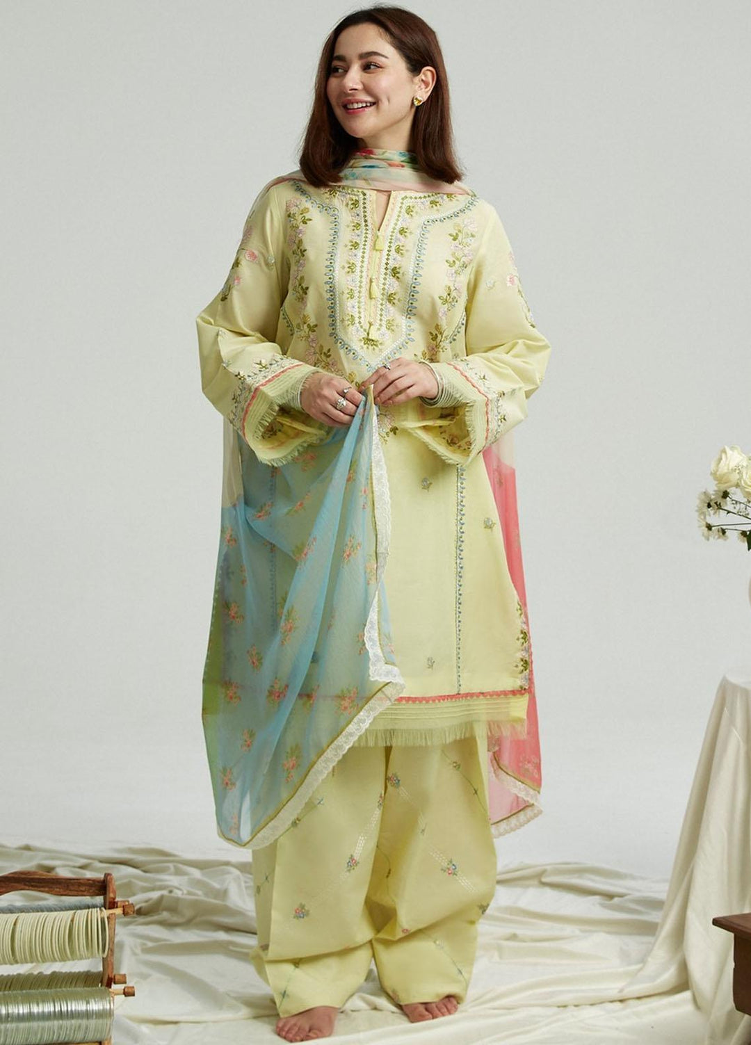 Coco by Zara Shahjahan Embroidered Lawn Suits Unstitched 3 Piece CZS23SL 6B - Summer Collection