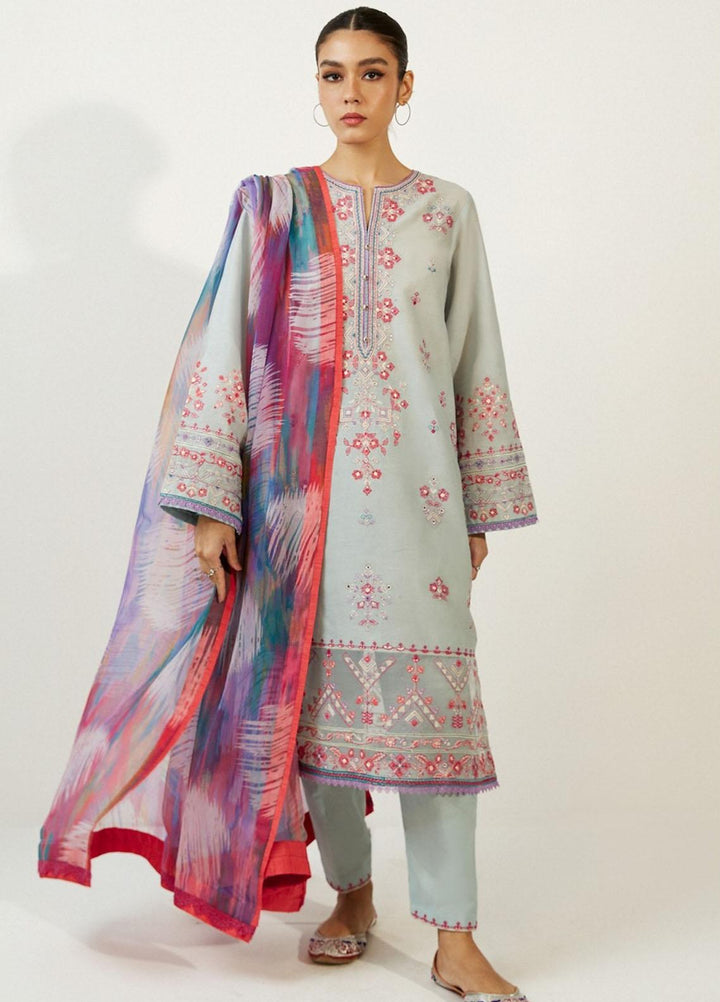 Coco by Zara Shahjahan Embroidered Lawn Suits Unstitched 3 Piece CZS23SL 7B - Summer Collection