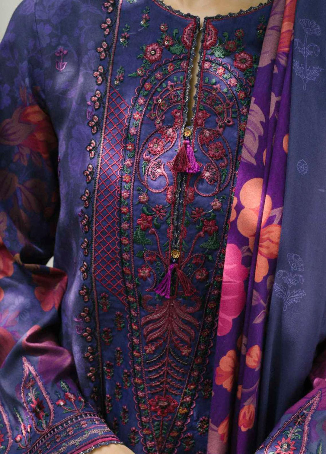 Coco By Zara Shahjahan Embroidered Linen Suits Unstitched 3 Piece CZS21UW ZR-04 A - Winter Collection