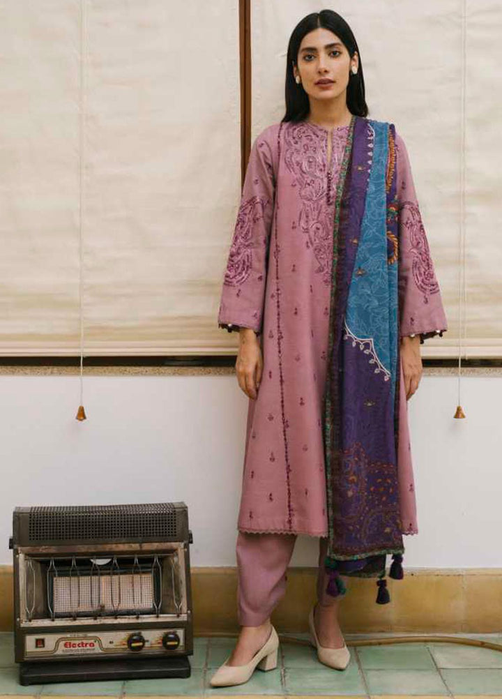 Coco By Zara Shahjahan Embroidered Linen Suits Unstitched 3 Piece CZS21UW ZR-07 B - Winter Collection