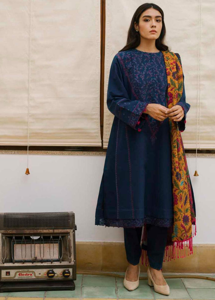 Coco By Zara Shahjahan Embroidered Khaddar Suits Unstitched 3 Piece CZS21UW ZR-08 B - Winter Collection