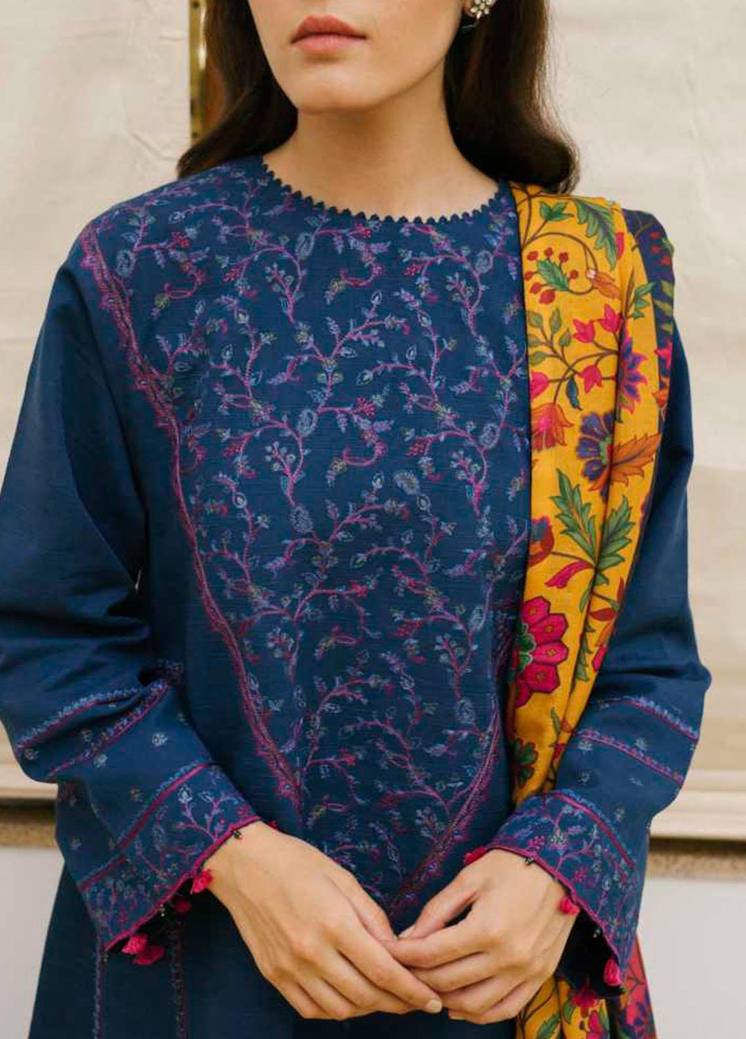 Coco By Zara Shahjahan Embroidered Khaddar Suits Unstitched 3 Piece CZS21UW ZR-08 B - Winter Collection