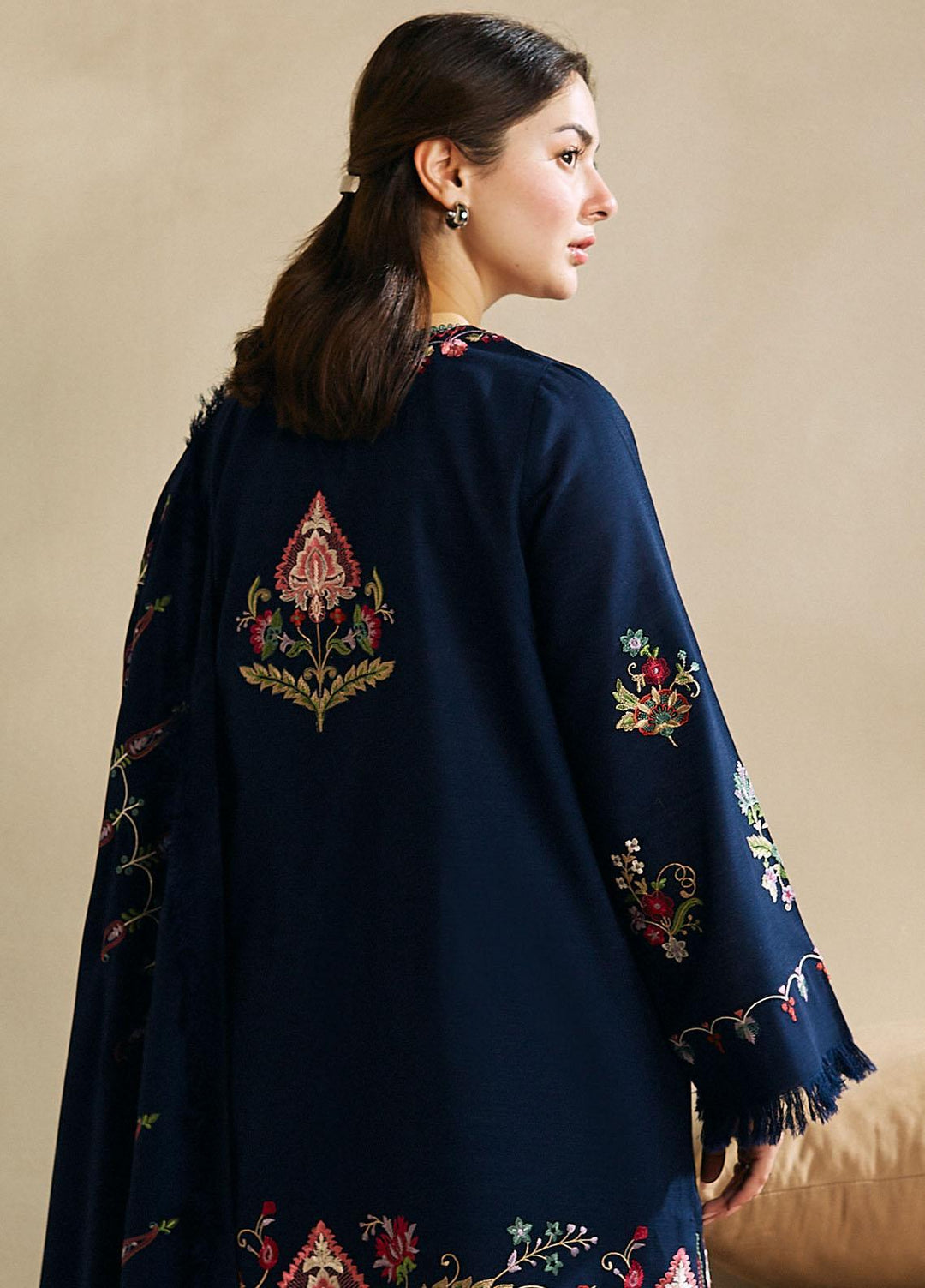 Coco By Zara Shahjahan Embroidered Khaddar Suits Unstitched 3 Piece CZS23W 1B - Winter Collection
