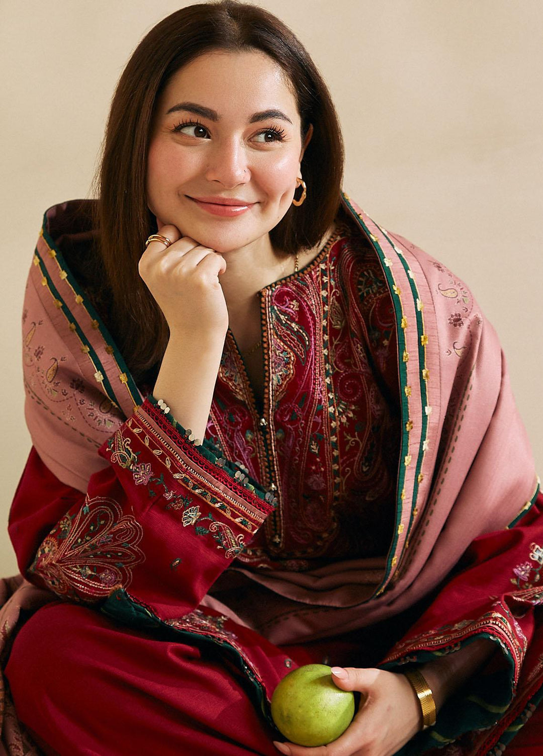 Coco By Zara Shahjahan Embroidered Khaddar Suits Unstitched 3 Piece CZS23W 2B - Winter Collection