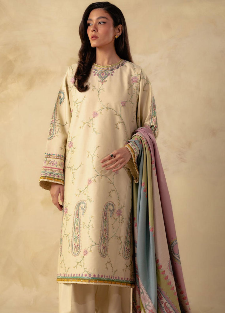 Coco By Zara Shahjahan Embroidered Linen Suits Unstitched 3 Piece CZS23W 3A - Winter Collection
