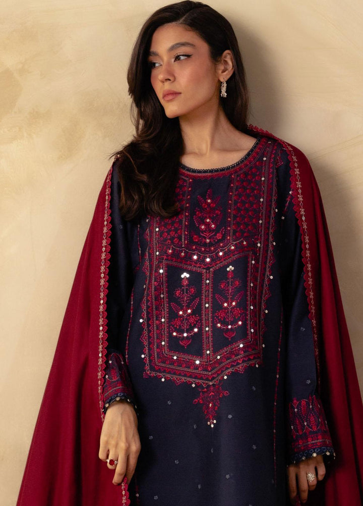 Coco By Zara Shahjahan Embroidered Linen Suits Unstitched 3 Piece CZS23W 4B - Winter Collection