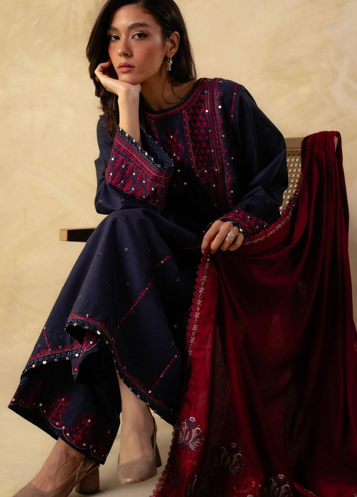 Coco By Zara Shahjahan Embroidered Linen Suits Unstitched 3 Piece CZS23W 4B - Winter Collection