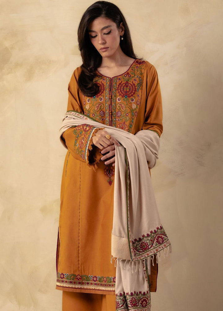 Coco By Zara Shahjahan Embroidered Linen Suits Unstitched 3 Piece CZS23W 5A - Winter Collection