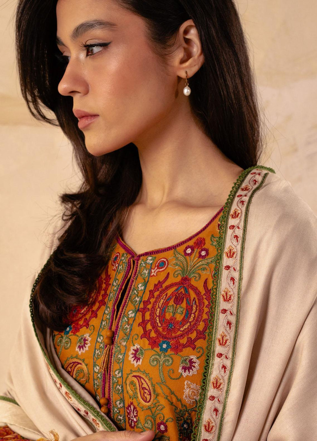 Coco By Zara Shahjahan Embroidered Linen Suits Unstitched 3 Piece CZS23W 5A - Winter Collection