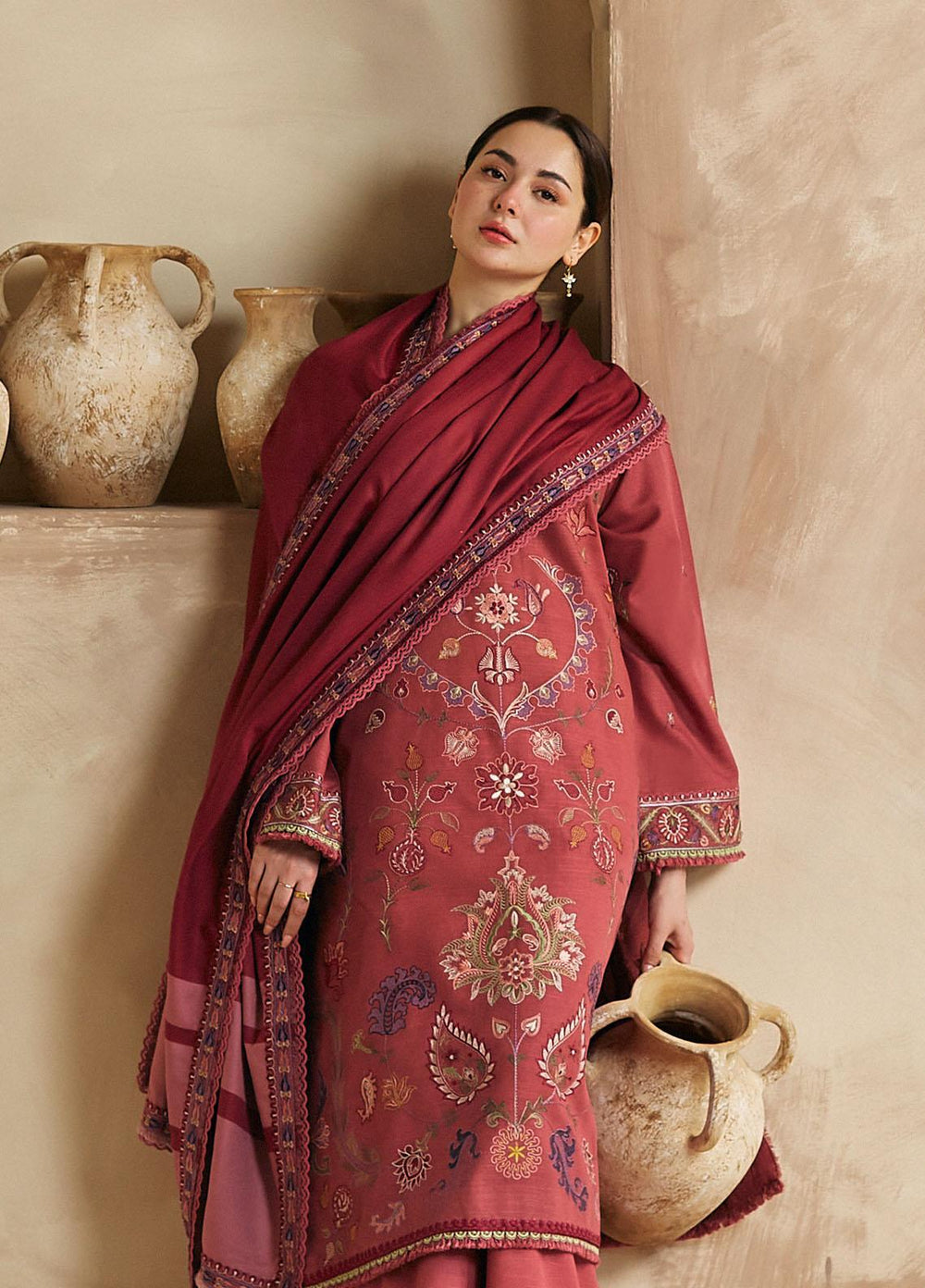 Coco By Zara Shahjahan Embroidered Khaddar Suits Unstitched 3 Piece CZS23W 6A - Winter Collection