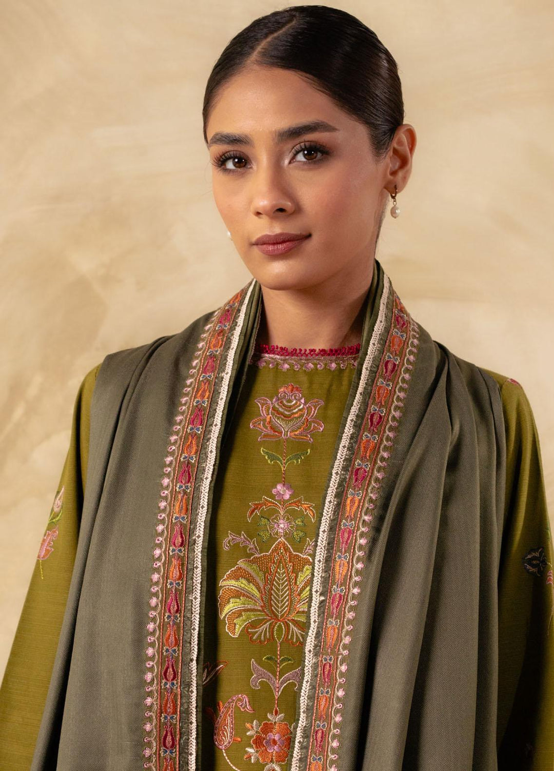 Coco By Zara Shahjahan Embroidered Khaddar Suits Unstitched 3 Piece CZS23W 6B - Winter Collection