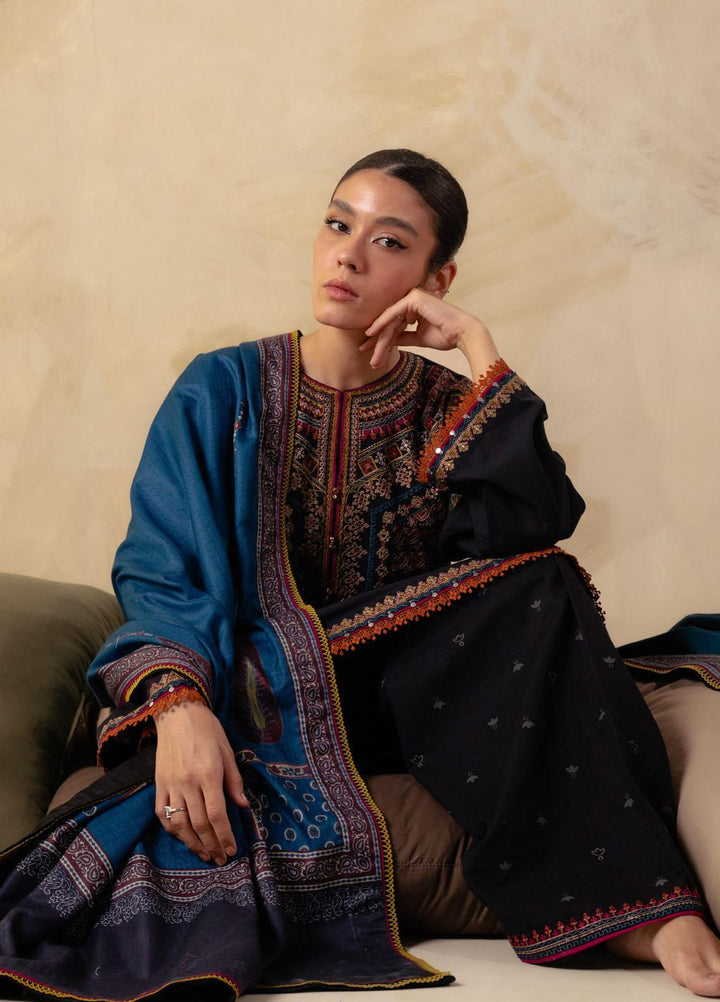 Coco By Zara Shahjahan Embroidered Khaddar Suits Unstitched 3 Piece CZS23W 8B - Winter Collection