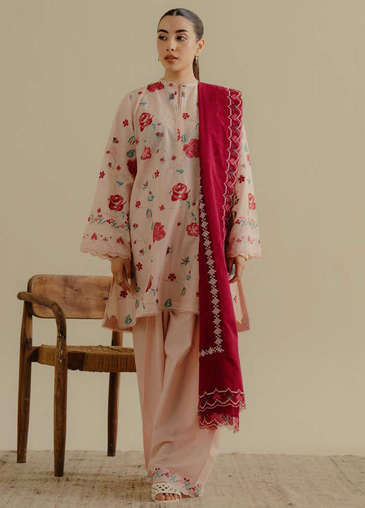 Coco by Zara Shahjahan Embroidered Lawn Suits Unstitched 3 Piece CZS25LD D-6 A Zufra - Summer Collection