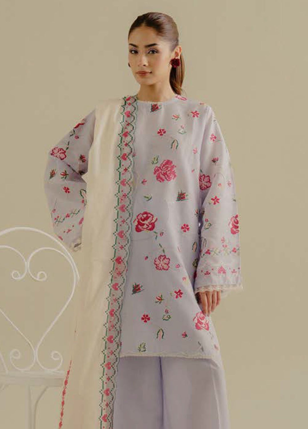 Coco by Zara Shahjahan Embroidered Lawn Suits Unstitched 3 Piece CZS25LD D-6 B Zufra - Summer Collection