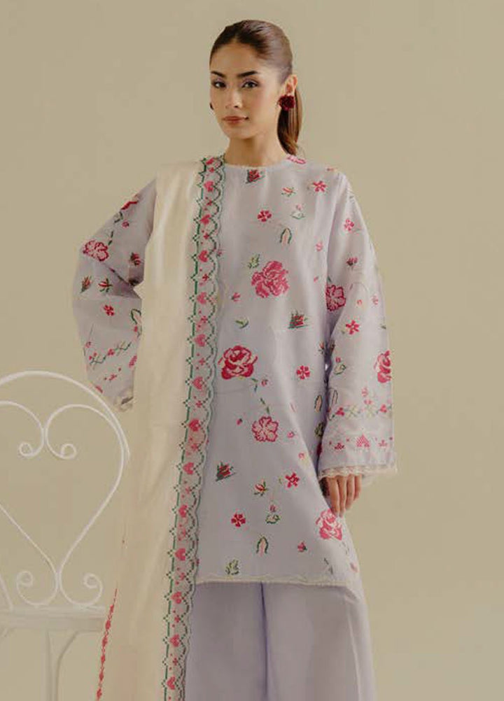 Coco by Zara Shahjahan Embroidered Lawn Suits Unstitched 3 Piece CZS25LD D-6 B Zufra - Summer Collection